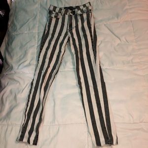 Zara Trafaluc Dark Grey and White Striped Jeans